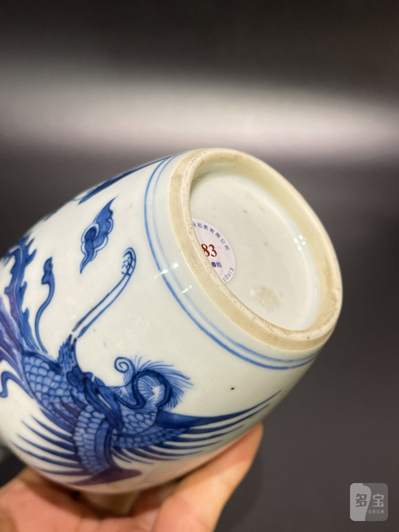 清康熙 青花凤纹长颈瓶 - 图12